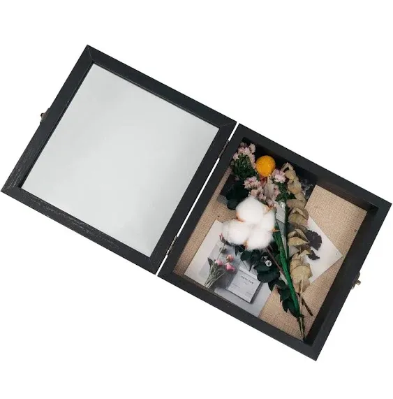 GraduatePro Shadow Box Frame 8x8 Display Case with Linen Back, Real Glass Window ...