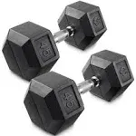 Philosophy Gym Rubber Coated Hex Dumbbell Hand Weights, 45 lb Pair