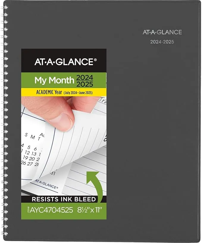 2024-2025 At-a-glance DayMinder Academic Monthly Planner, 8-1/2 x 11, Charcoal, July to June, AYC47045