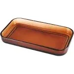 Halston Heritage Amber Glass Vanity Tray, Bathroom Organizer, Table Top 