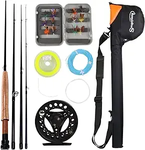 Sougayilang Saltwater Freshwater Fly Fishing Rod with Reel Combo Kit