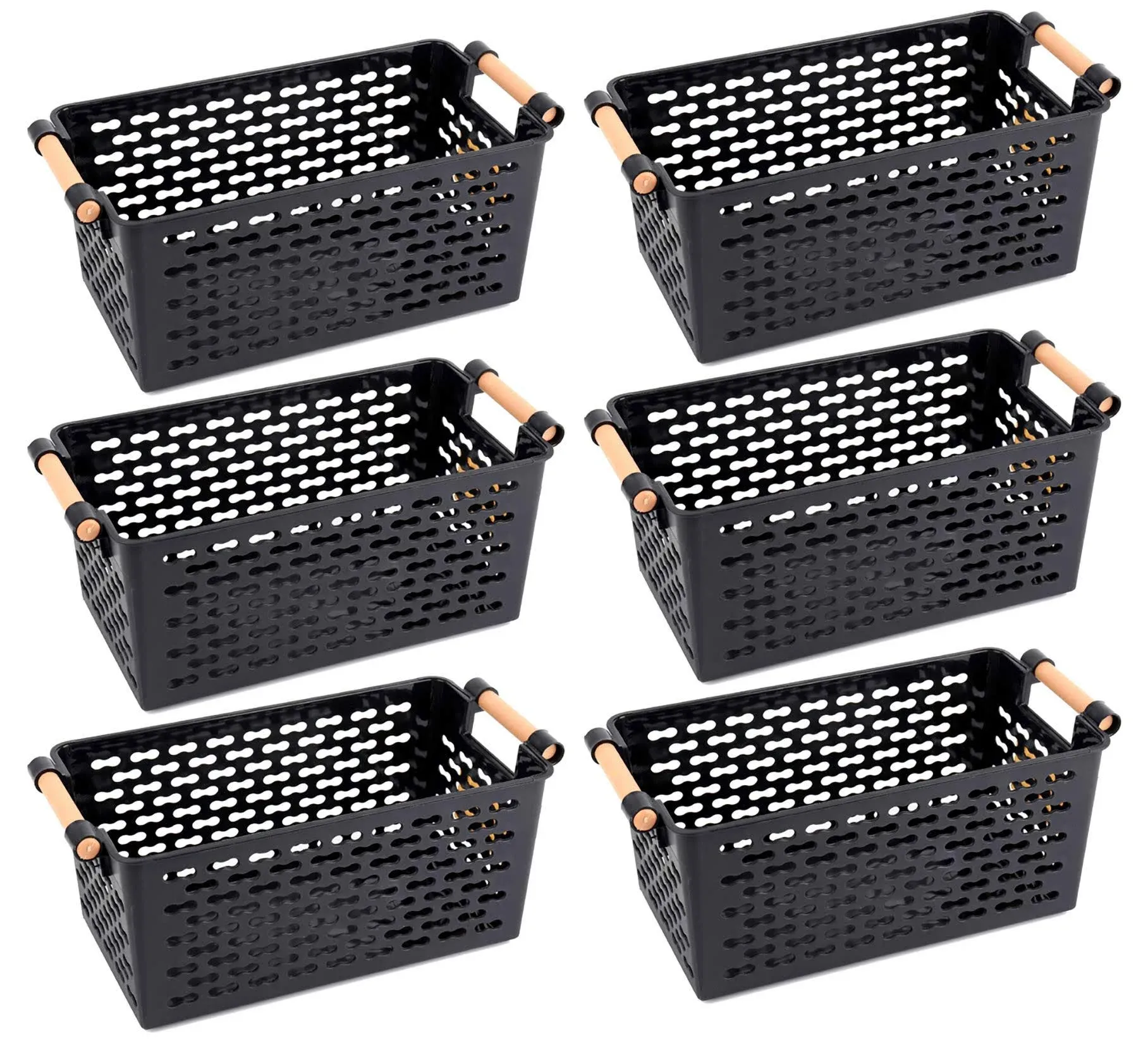 Yesland 6 Pack Plastic Storage Basket Black Basket / Organizer / Bin with