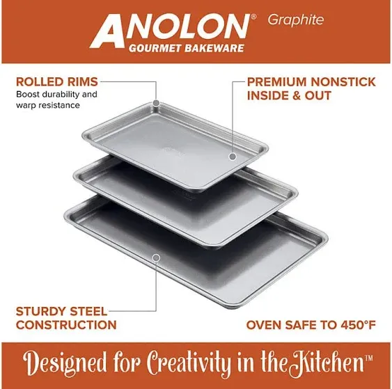 Anolon Nonstick Bakeware 3-Piece Cookie Pan Set