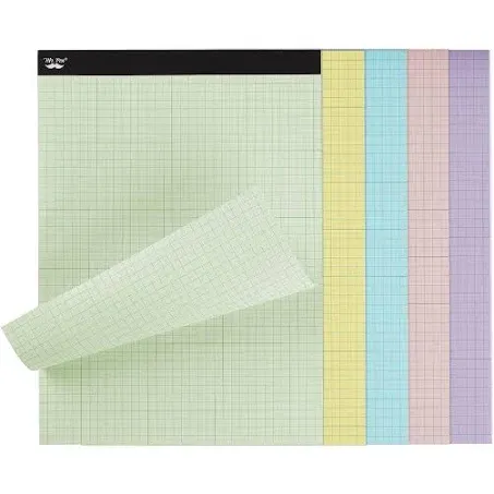 Mr. Pen- Pastel Graph Paper, 1 Pad, 11"x8.5", 4x4 (4 Squares Per Inch), Pastel Colors, 50 Sheets, Grid Paper, Graphing Paper, Graph Paper Pad, Grid Paper Pad, Colored Graph Paper