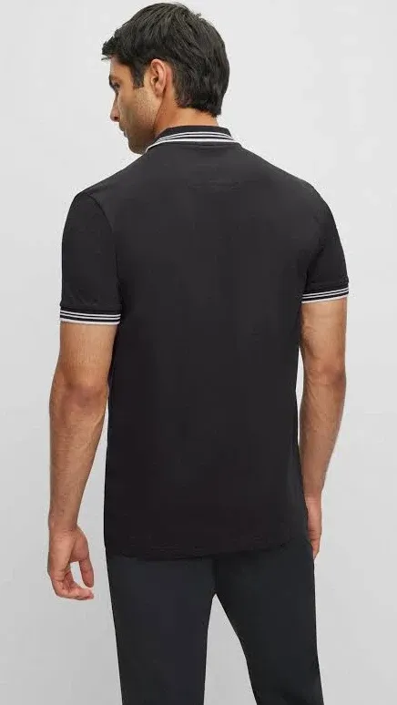 Hugo Boss Paul Curved Cotton Black Polo Shirt