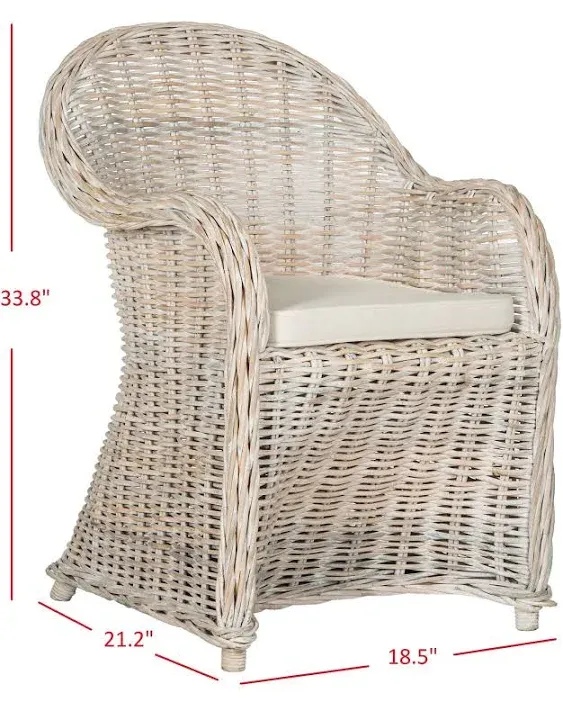 SAFAVIEH Callista White Washed Wicker Club Chair - 24&#034; x 26&#034; White Washed 24&#034; x