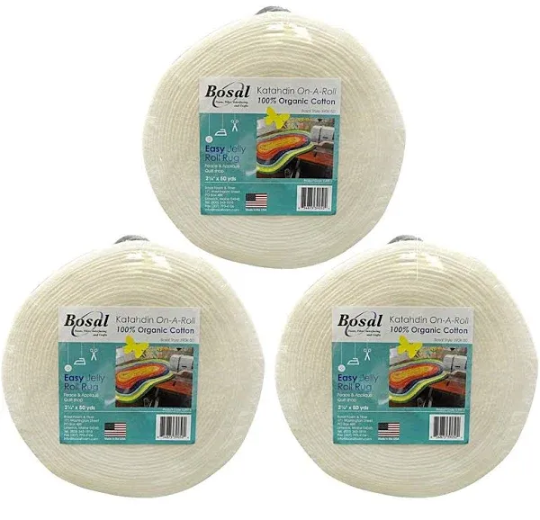 Bosal Katahdin On-A-Roll Organic Cotton Batting 2-1/4 inches by 50 Yards, 3 Pack