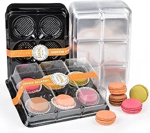 Macaron Box with Clear Display Window,50-Pack Black Base Gift Macaron Packagi...