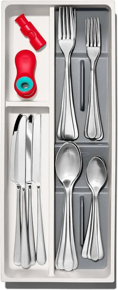 OXO Good Grips Kitchen Drawer, Compact Utensil Organizer, 6.75"D x 16.35"W x 2.36"H, White