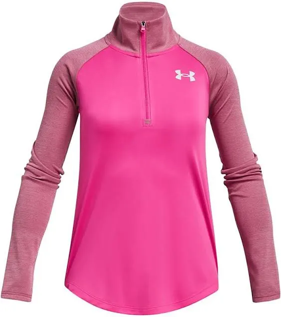 Girls Under Armour Tech Graphic 1/2 Zip Sweatshirt - Pink