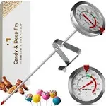 Candy Thermometer with Pot Clip - Deep Fry Oil Thermometer for Frying - Cooking Thermometer for Frying Oil Candle Making Hot Oil Deep Fryer Thermometer 8" Side of Pot Thermometer