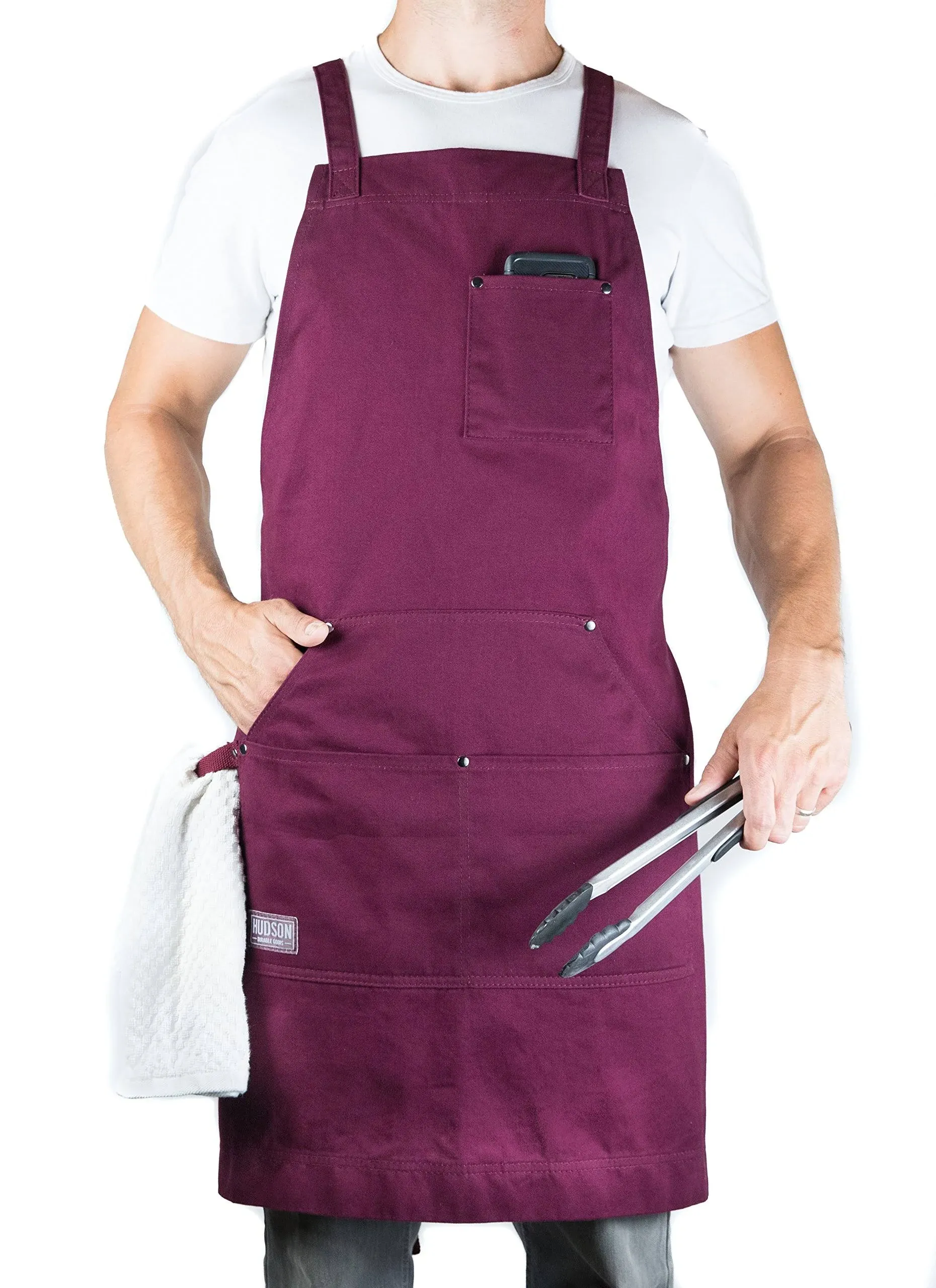 Hudson Durable Goods - Professional Grade Chef Apron for Kitchen, BBQ, and Gr...