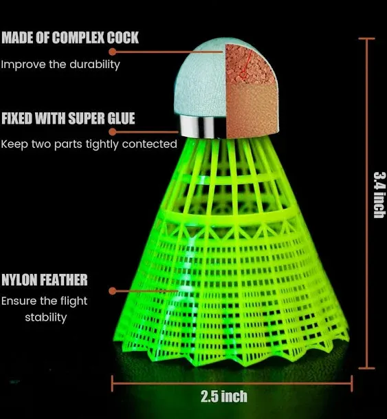 Badminton Birdies - Nylon Bedminton Shuttlecocks for Baseball/Softball Batting Training - Shuttle Balls for Indoor and Outdoor Matches ~ Highly Stable & Durable Plastic badmington Birdie Ball set