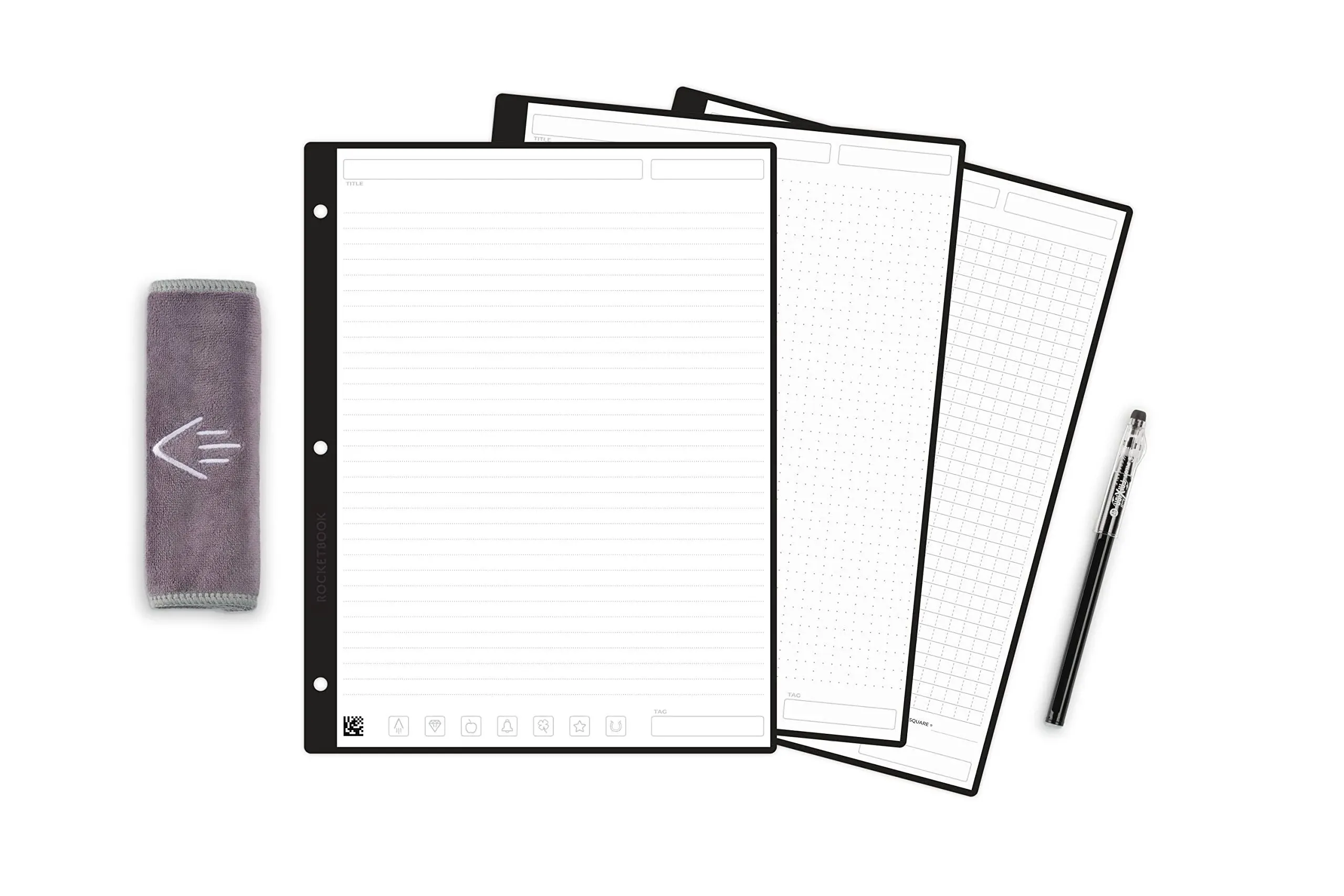 Rocketbook Filler Paper Variety Pack, Lined College Ruled, Dot Grid, Graph Reusable Notebook Paper (8.5 inch x 11 inch), Scannable Binder Paper -