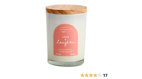 Scented Lidded Glass Soy Candle, Love + Laughter, 9.3 oz.