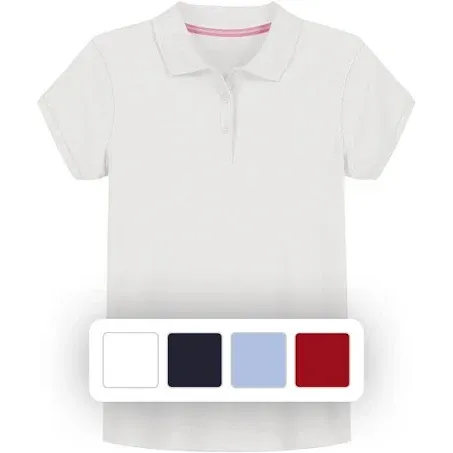 Izod Girls' Short Sleeve Polo White 5