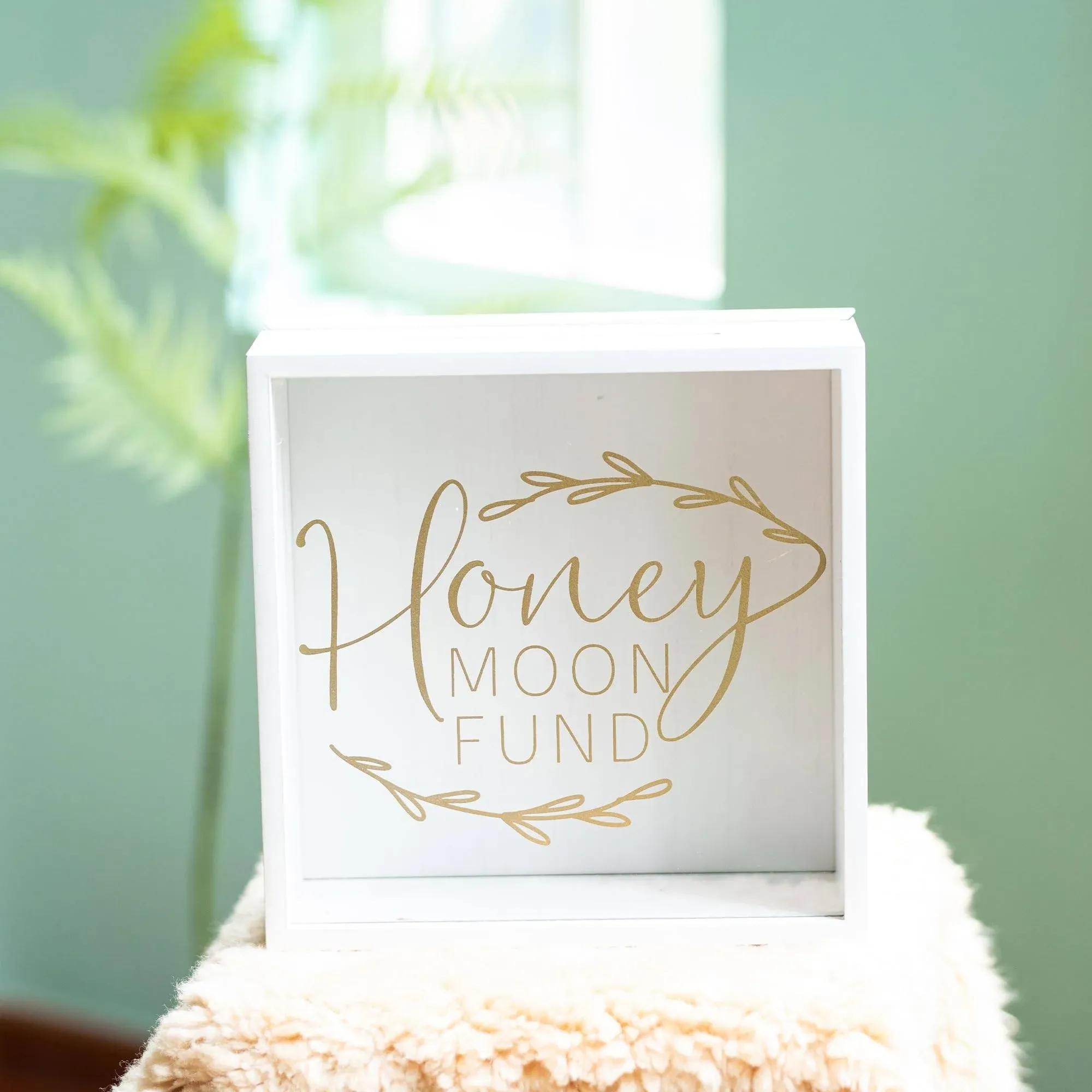 Defined Deco Honey Moon Fund Box and Card Rustic Wood BoxGift Card BoxWhite W...