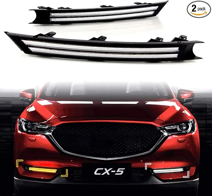 Dual Color Double Row strip LED White DRL Daytime Running Light/Amber Dynamic...