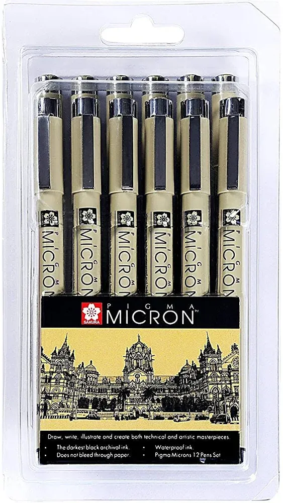 Sakura Pigma Micron Black Barrel 5 Fineliners (Set of 5)