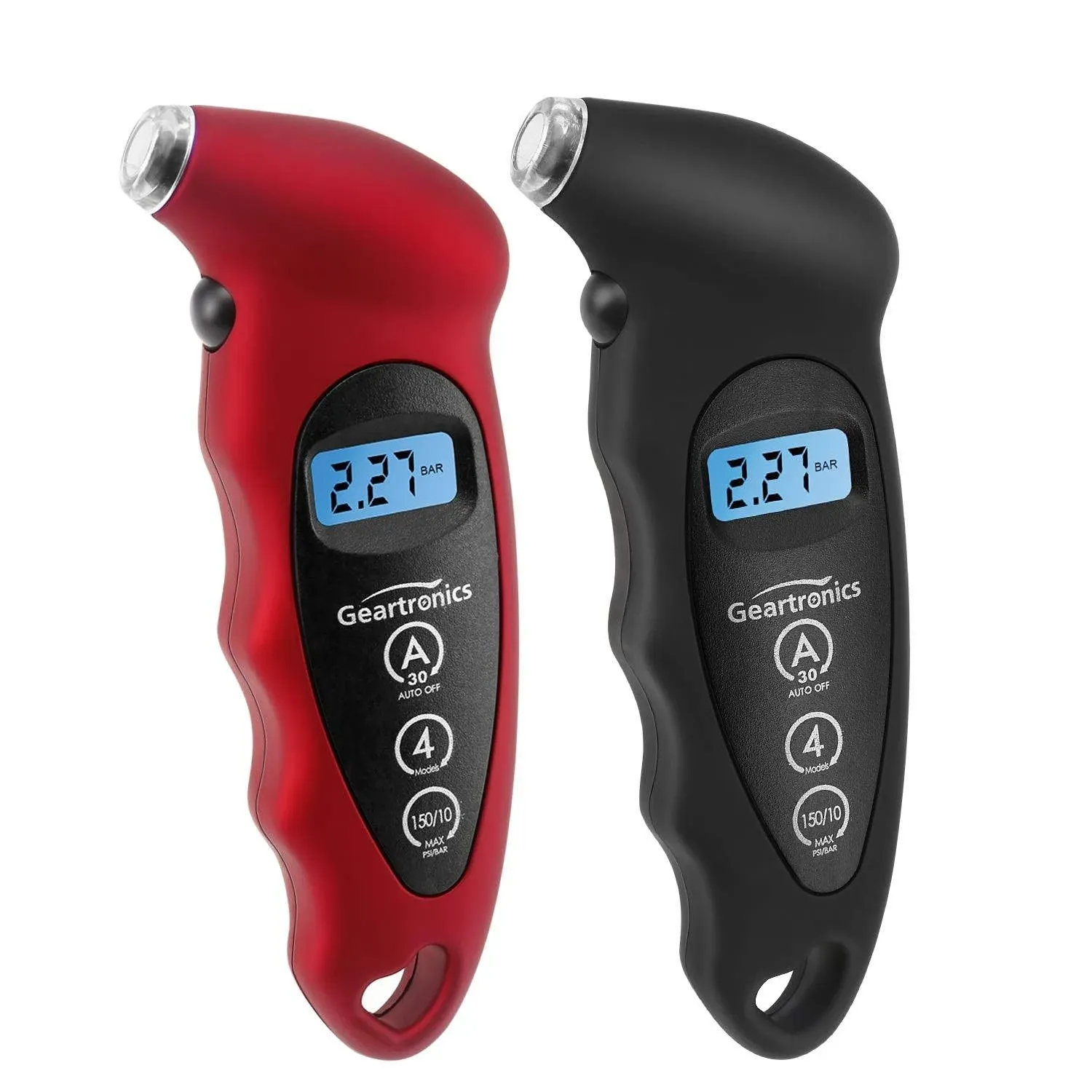 Digital Tire Pressure Gauge 150 PSI 4 Settings with Backlight LCD Tire Gauge for Cars, Motorcycles and Bikes with Non-Slip Grip, 2 Pack