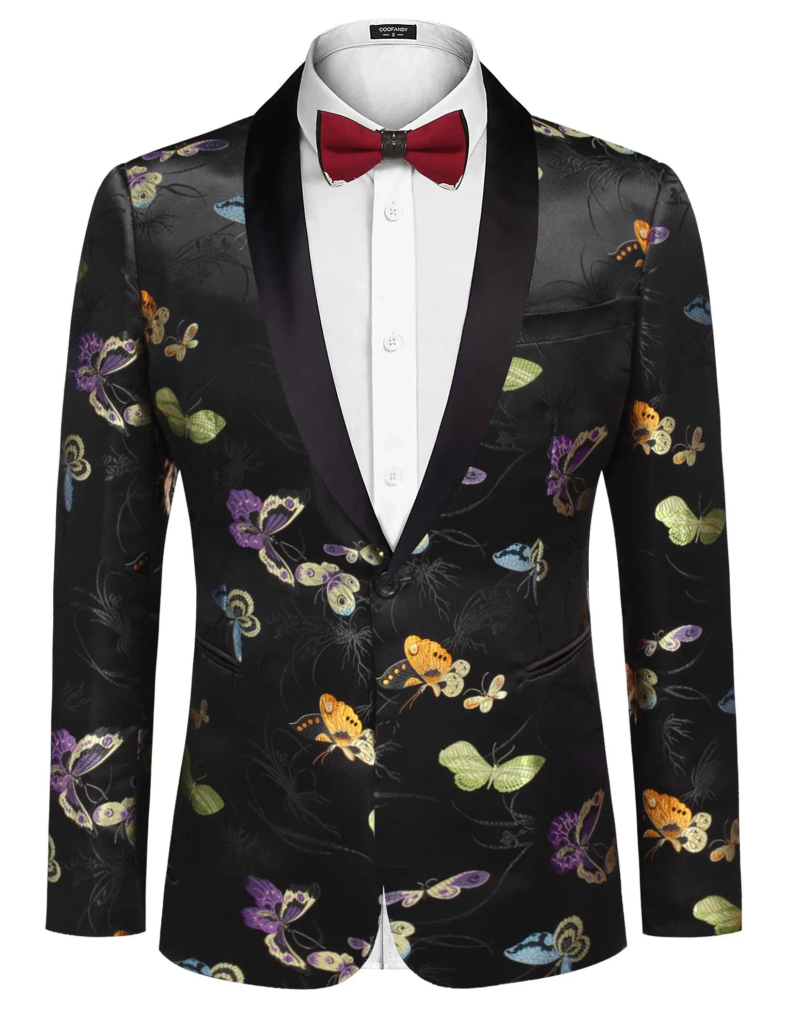 COOFANDY Men&#039;s Floral Tuxedo Jacket Luxury Embroidered Stylish Suit Blazer Jacke