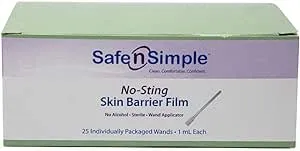 Safe N' Simple Skin Barrier Wand - 25 Individually Packed Wands - Sting Free Skin Barrier Wand Applicator - Sterile Skin Barrier Swab for Ostomy - No