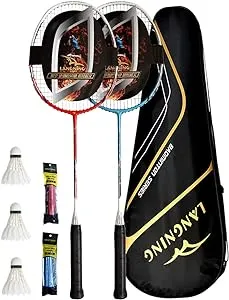 Badminton Rackets Set of 2, Upgrade Carbon Lightweight Aldult Badminton Racket for Professional Athletes Training and Competition