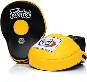 FAIRTEX FOCUS MITTS FMV 9 BLACK YELLOW MUAY THAI MMA ULTIMATE CONTOURED MMA K1