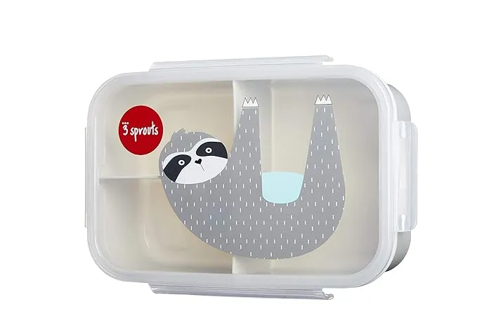 3 Sprouts Bento Box for Kids – Leakproof, BPA-Free Lunch Box with 3 Compartments for Back to School, Reusable On-the-Go Meal and Snack Containers - Bear