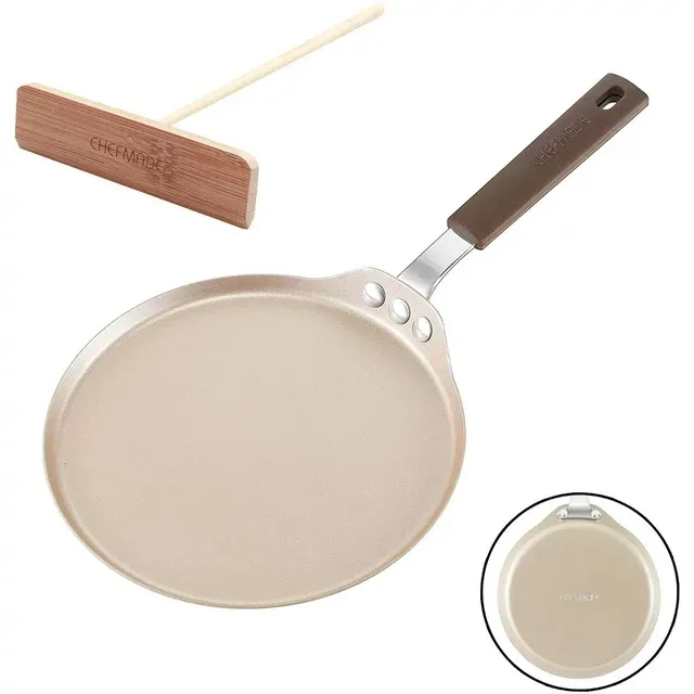 Crepe Pan With Bamboo Spreader 8inch Nonstick Pancake Pan With Insulating Silico