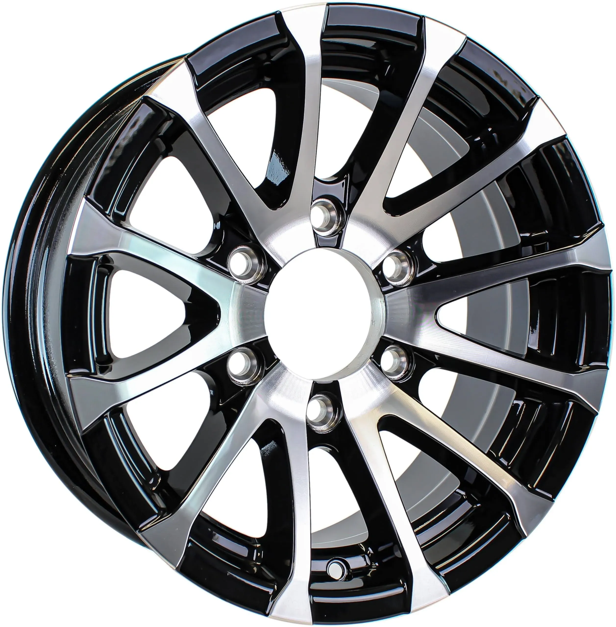 Ecustomrim Aluminum Boat Camper Trailer Rim Wheel 6 Lug 15 in. Avalanche V-Spoke/Black