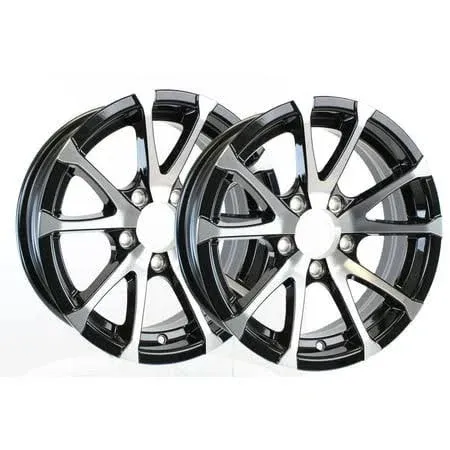 2-Pack Ecustomrim Trailer Wheel Rim V-Spoke 5 Lug Avalanche Aluminum Matte Black, Size: 15 x 6