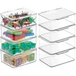 mDesign Plastic Playroom/Gaming Storage Organizer Box, Hinge Lid, 8 Pack, Clear - Clear