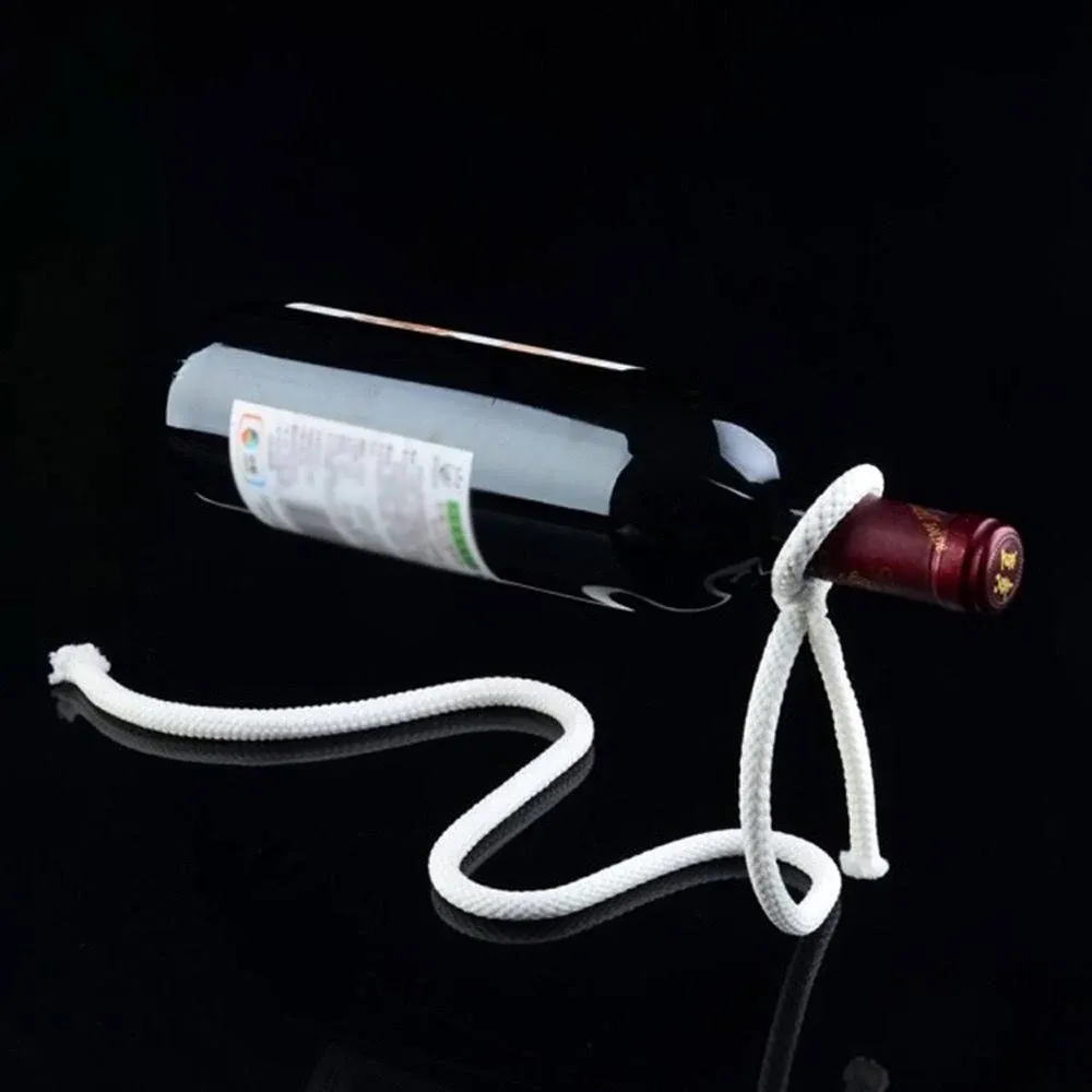 CdyBox Magic Rope Wine Bottle Holder Stand 16.5x13.5x20ce<wbr/>ntimetres, White 