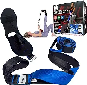 Fascia Stretcher Yoga Stretching Strap with loops, Nylon padded Strap Exercis...