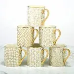 Certified International Mosaic Set of 6 Gold Plated Mugs