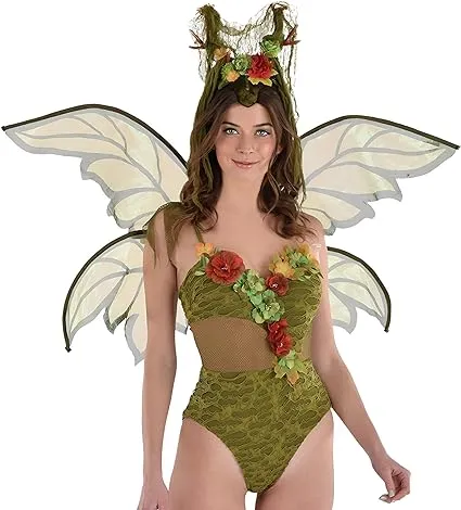 Green Woodland Cut Out Fairy Bodysuit - Adult L/XL, 1 Pc - Durable Mesh & Polyester - Adorable & Enchanting Design - Perfect For Themed Events & Party Dress Ups