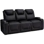 Seatcraft Concerto Heat & Massage Sofa, Home Theater Seating, Living Room, Powered Headrest, Powered Lumbar, Italian Leather, Powered Recline, Black