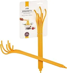 Fun Spaghetti-Shaped Plastic Spaghetti Spoon/Pasta Fork from a Series of Pasta-Inspired Kitchen Gadgets | Cool Pasta Spoon to Claw and Serve Pasta | Original Kitchen Accessories | by Monkey Business