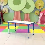 Height Adjustable Rectangular Plastic Activity Table - Blue&Grey