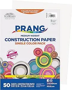 SunWorks Construction Paper, 58lb, 9 x 12, White, 50-Pack