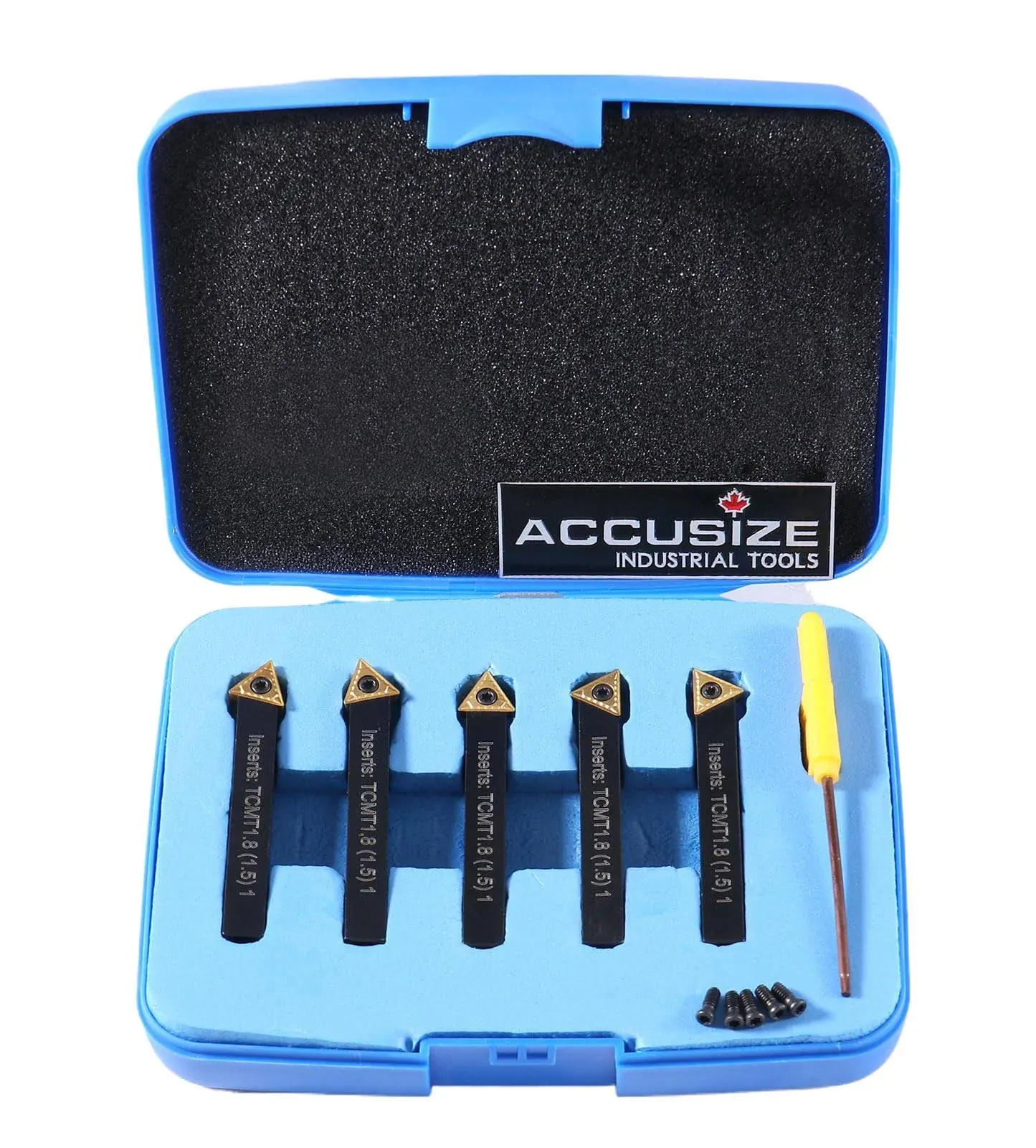 Accusize Industrial Tools 1/4&#039;&#039; by 2&#039;&#039; Oal 5 Pc Indexable Turning Tool 1/4 in 