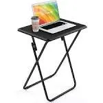 Quick and Easy Compact Folding TV Tray Table - Space-Saving - Black