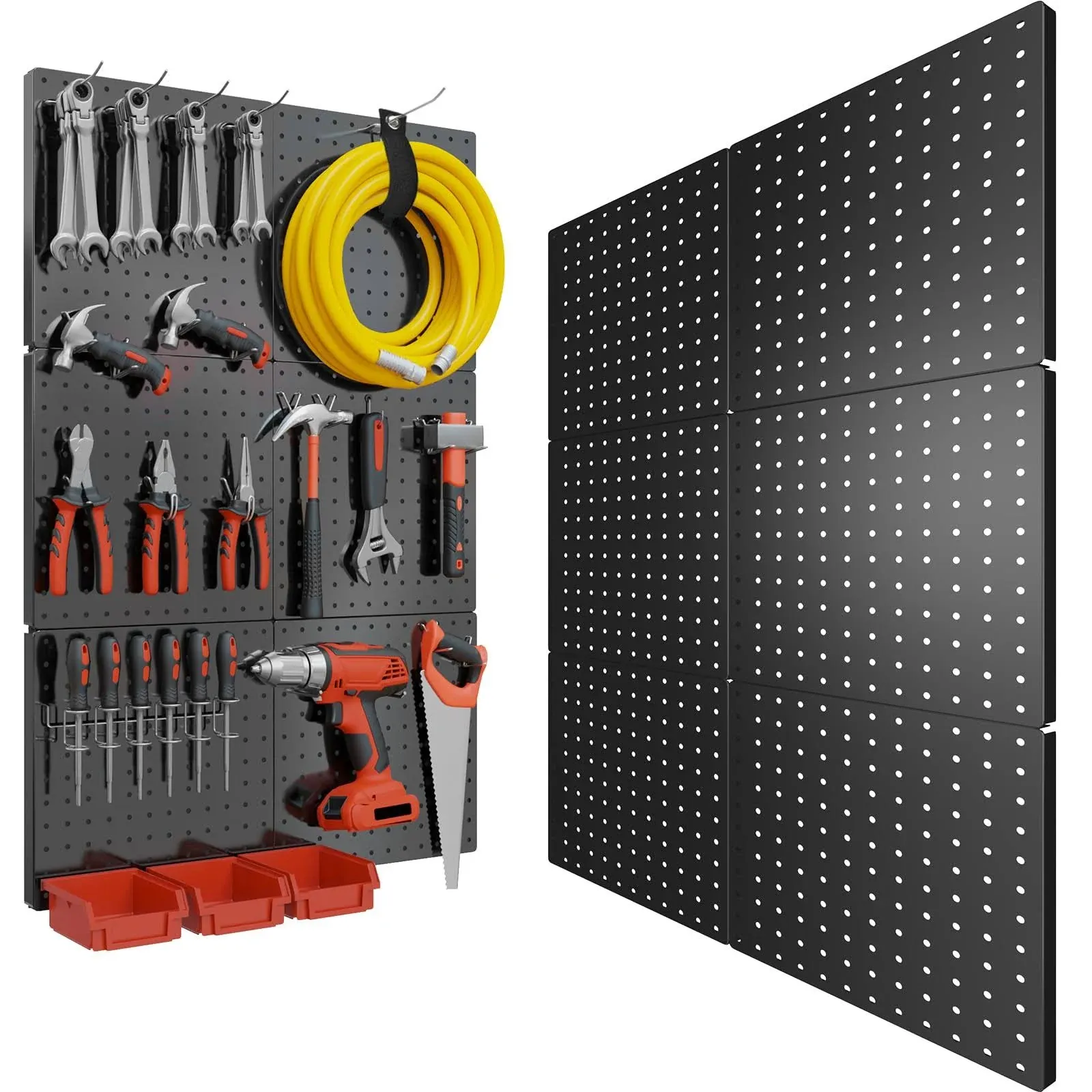 Peg Board, 6PCS Metal Pegboard, Heavy Duty Pegboard Wall Organizer with Frame. 