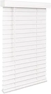 Lotus & Windoware Cordless Faux Wood Blinds, 11" Wide x 72" Long, Smooth, Snow White, 2 inch Horizontal Blinds – for Living Room, Bedroom, Interior