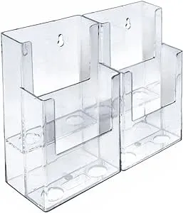 Two-Tier Four-Pocket Trifold Brochure Holder, 2-Pack