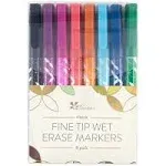 Erin Condren Classic Fine Tip Wet Erase Markers 8-Pack. 0.5mm Fine Point Tip Perfect for Writing On Whiteboards and Overhead Projectors. 8 Bold and