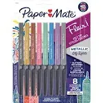 Paper Mate Flair Felt Tip Pens, Medium Point, 0.7mm, Metallic City Lights, 8 Count