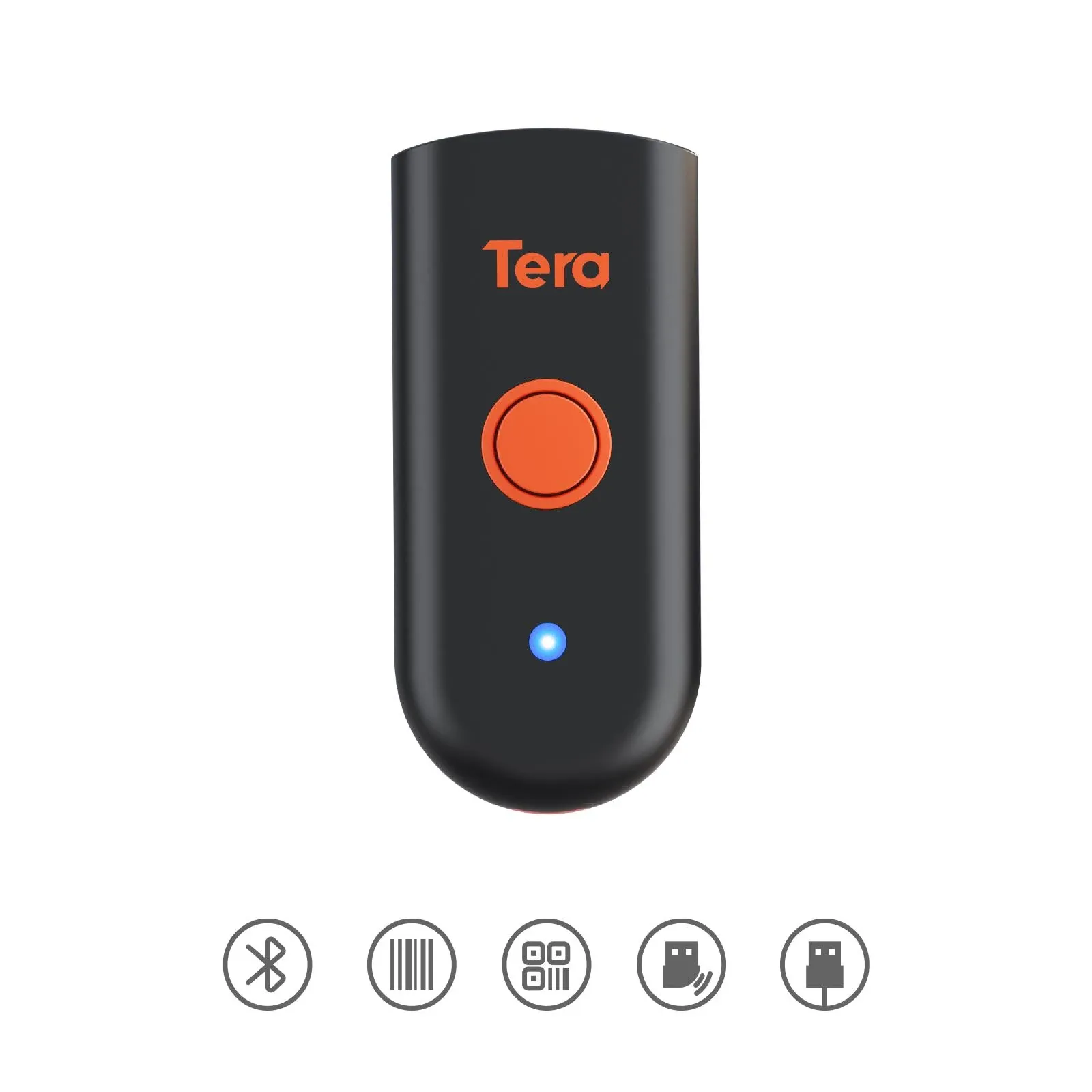 Tera Mini 1D 2D QR Wireless Barcode Scanner, Waterproof Shockproof Pocket Scanner, 3-in-1 BT & USB Wired & 2.4G Bar Code Reader Portable Image Scanner Work with iOS, Windows, Android 1100D