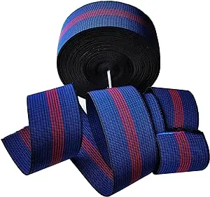 70 Ft Heavy Duty Sofa Elastic Webbing,Contiunous Long Durable Strong Elasticity Dark Blue and Red,2.76" Wide,Upholstery Webbing,Couch Sitting Belt Replacement,Upholstery Materials Elasbelt (70)